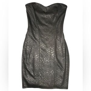 Frederick's of Hollywood Black Alligator Skin Strapless Bodycon Dress